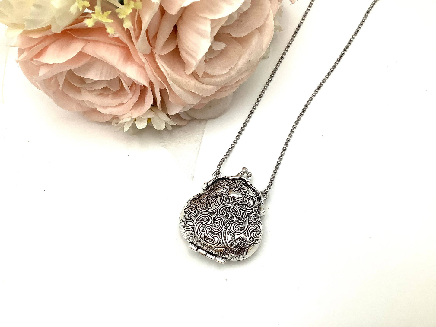 French Victorian Silver Purse Locket, Tea Party favors