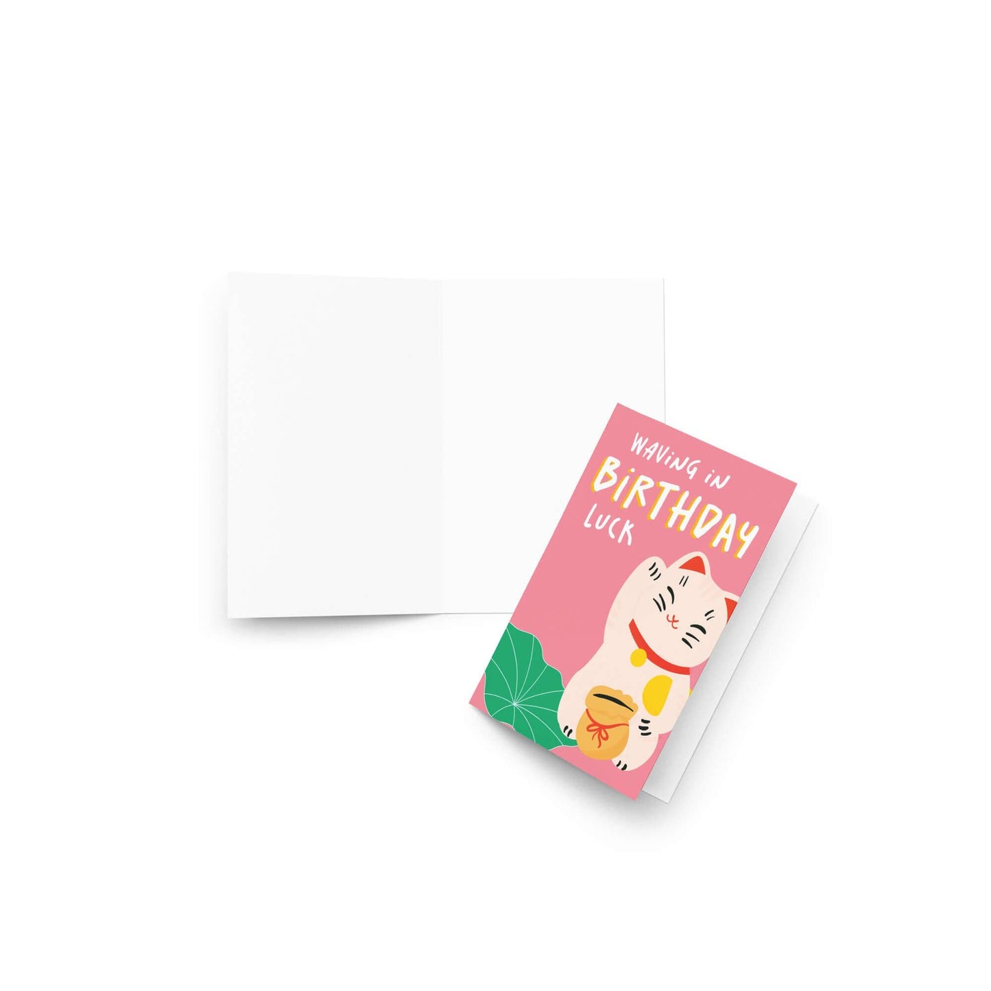 Waving in Luck Funny Birthday Card | Chinese Lucky Cat Asian Cards