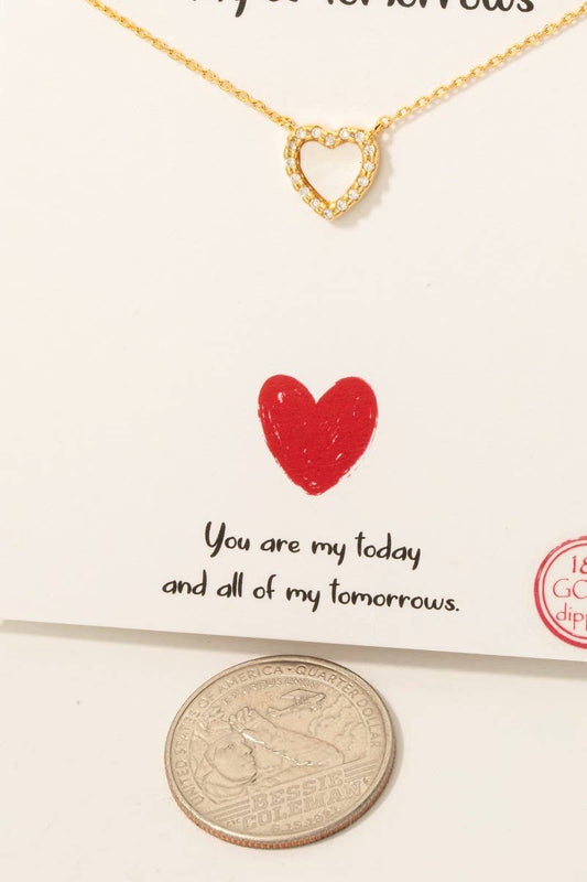 Gold Dipped Cz Halo Set Shell Heart Pendant Necklace