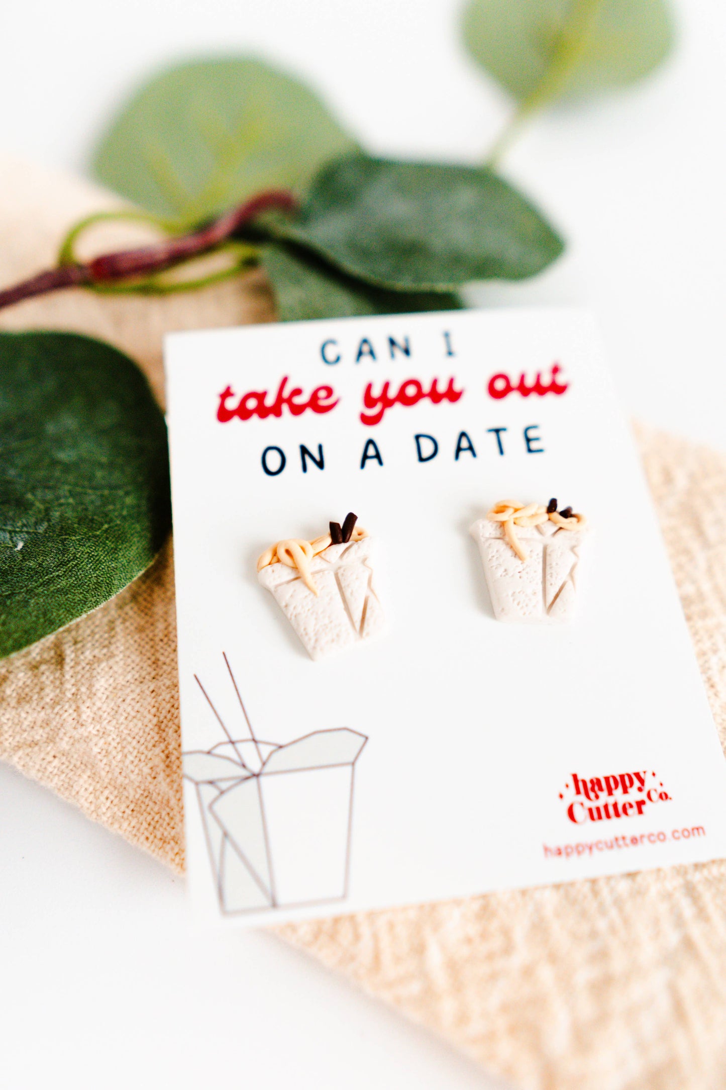 Noodle Take Out Clay Stud Earrings | Funny Foodie Gift
