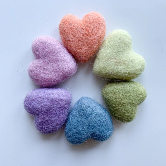 One Pastel Rainbow Felt Heart