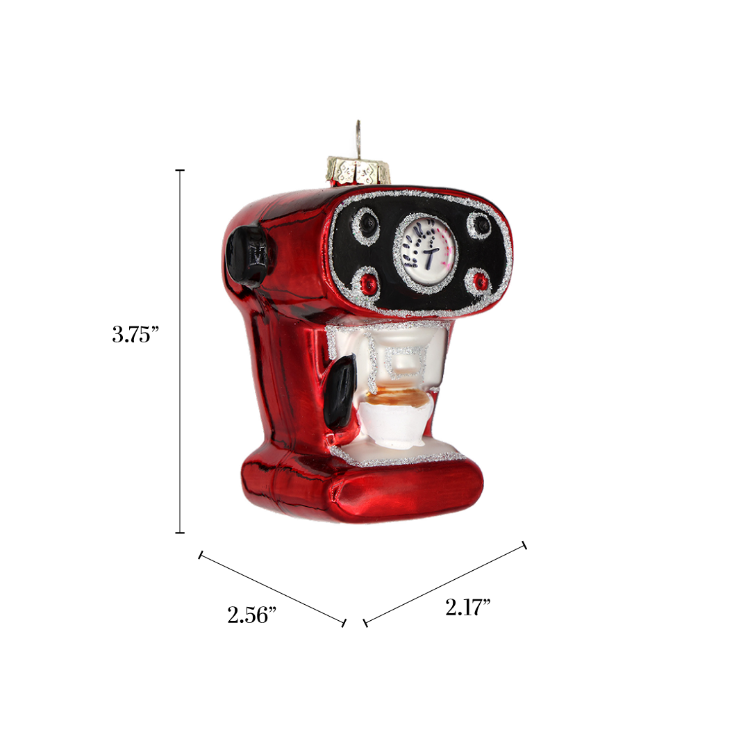 Glass Christmas Ornament Espresso Machine Funny