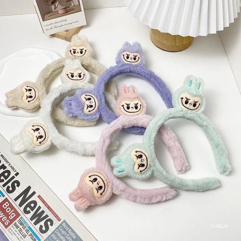 Cute labubu furry headband SPA headband