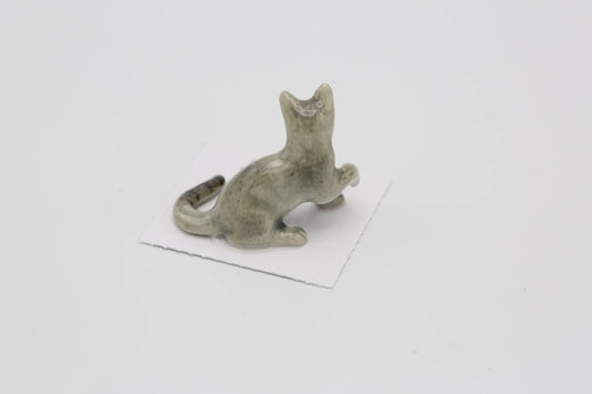 Silver Russian Blue Kitten Porcelain Miniature