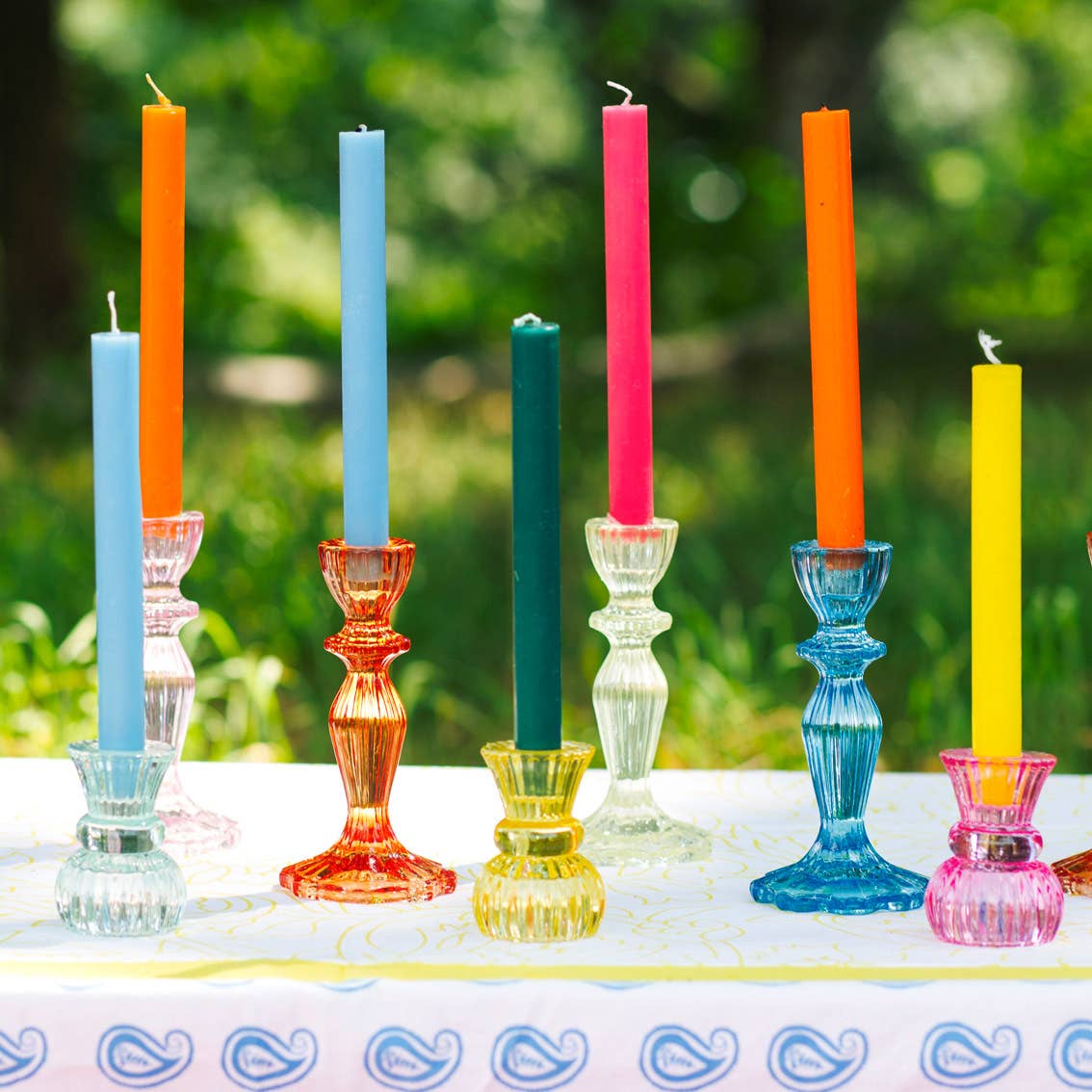 Small Glass Candle Holders Assorted Colour
