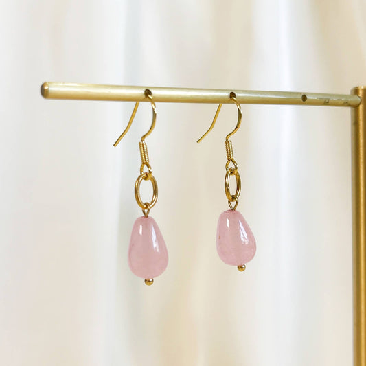 Ruby gem earrings, pink gem earrings, ruby stone earrings