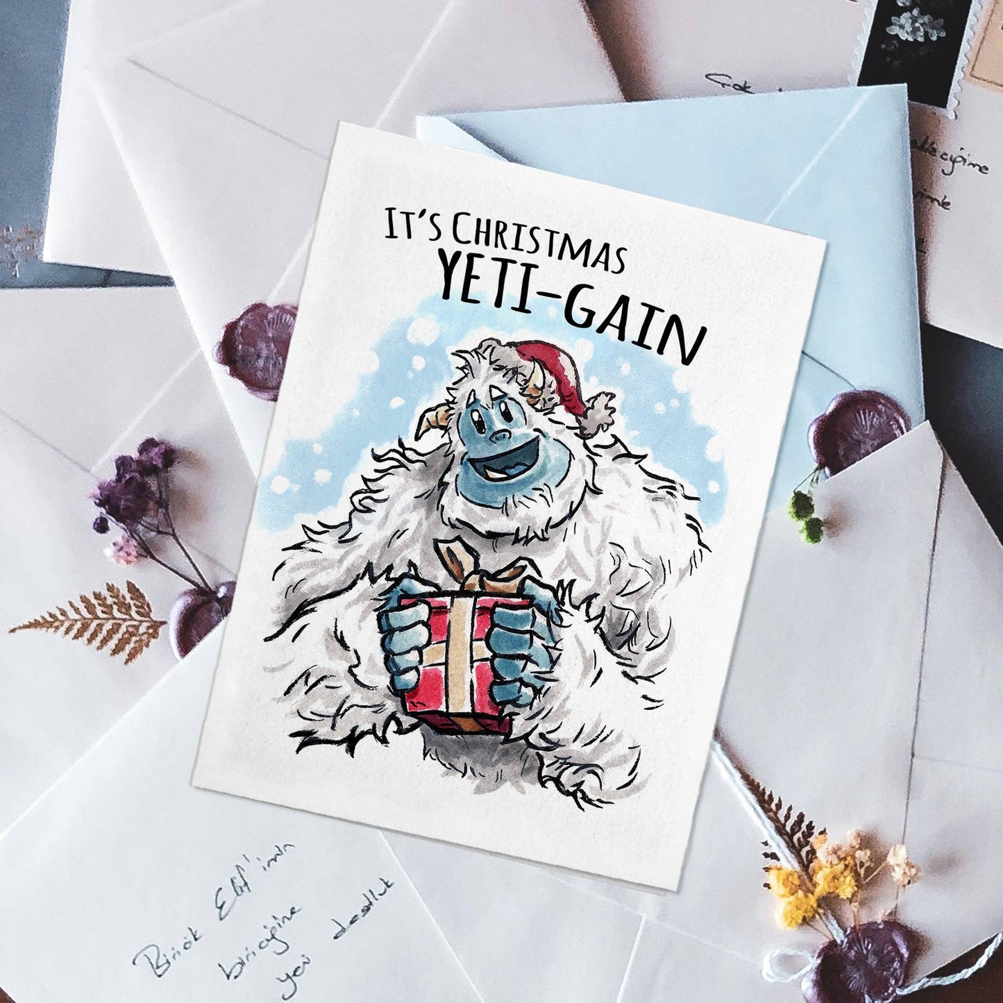 "Christmas Yeti'gain" - Cute Monster Holiday Card