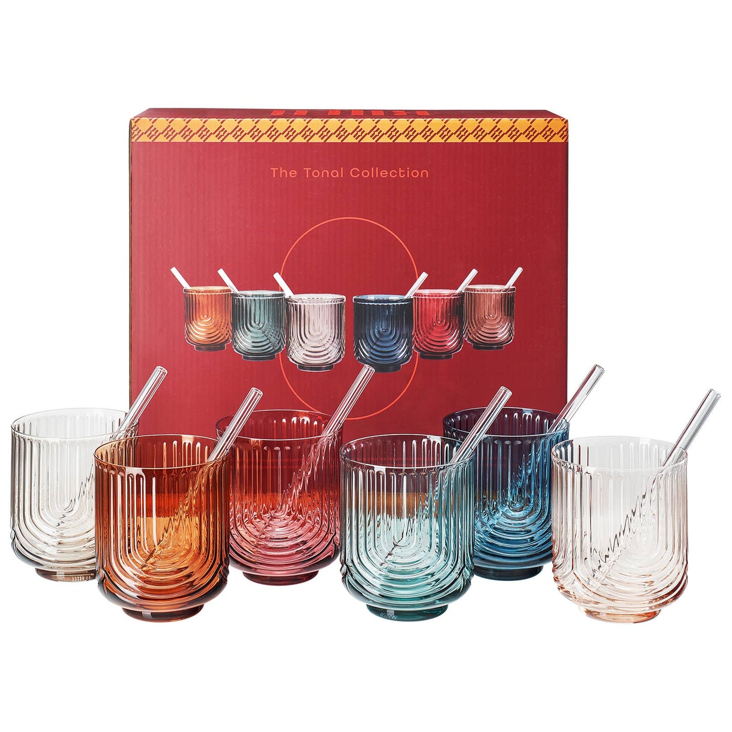 Vintage Art Deco Tumbler Glasses with Straw