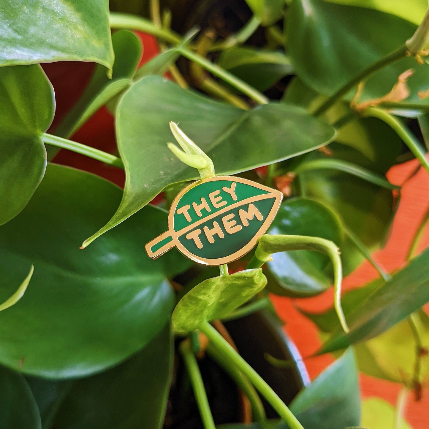 Pronoun Leaf Pin - they/them