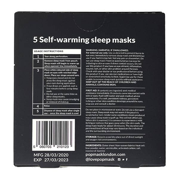 Jet Setter Jasmine Scented Self-Warming Sleep Masks - 5 Pack