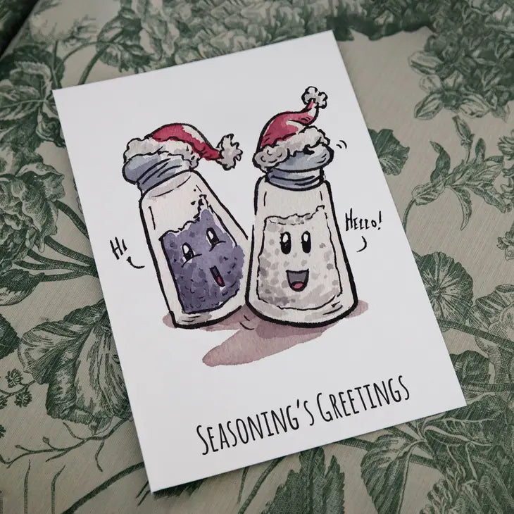 "Seasoning's Greetings" - Cute, Chef, Foodie Christmas Card