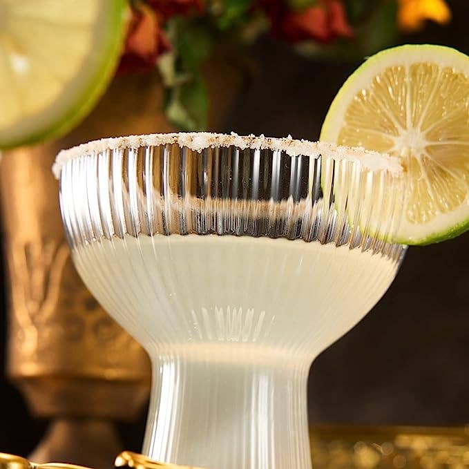 Stemless Gold Rim Cocktail & Margarita Glasses - Set of 2