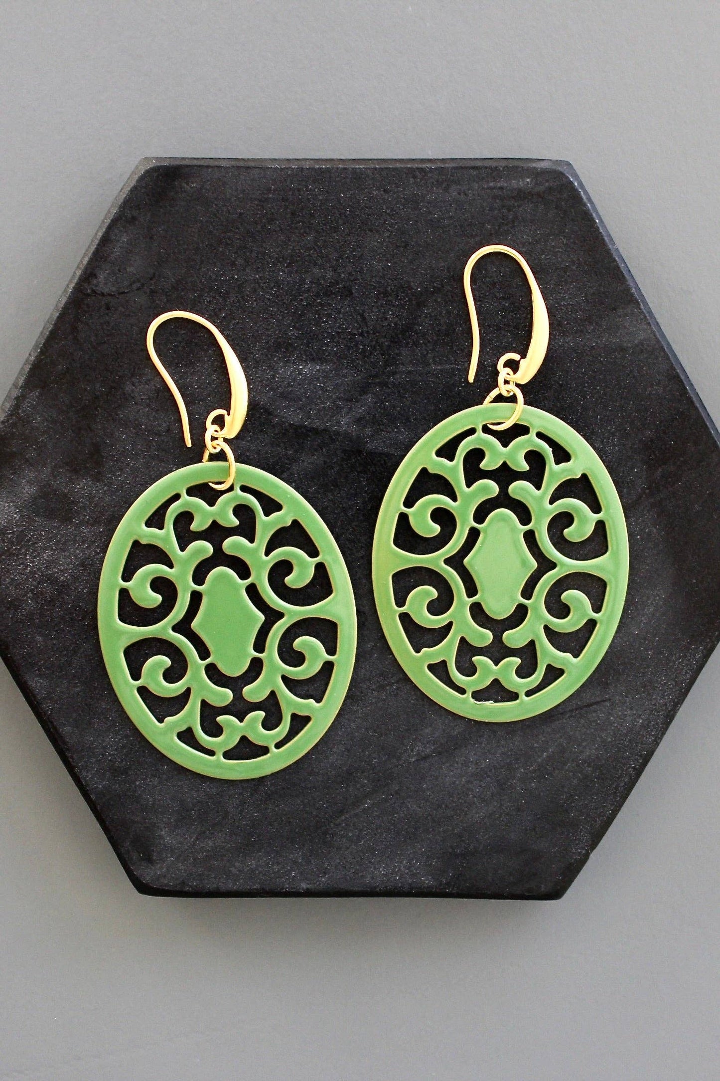 KYLE37 green enameled earrings