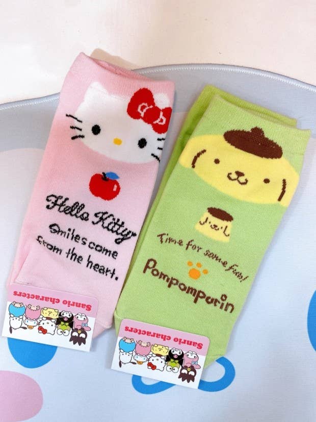 Sanrio Cotton Sneakers Letters Socks- Kuromi Socks