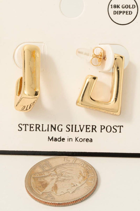 Gold Dipped Rectangle Hoop Earrings