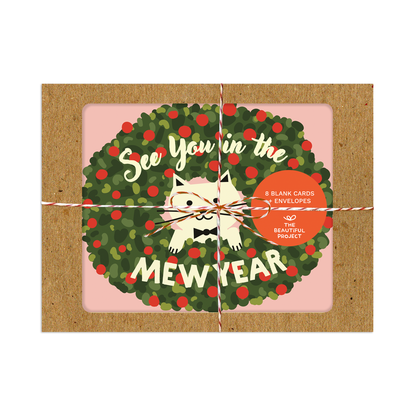 Cute Funny Cat New Year Holiday Christmas Card