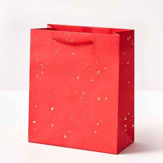 Gold Fleck on Red Gift Bag | Medium