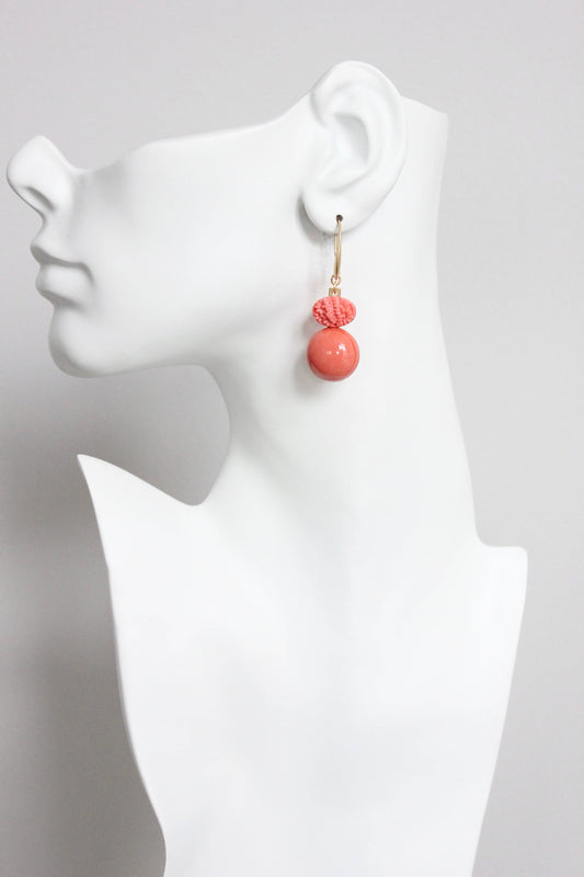 GNDE35 vintage salmon glass earrings