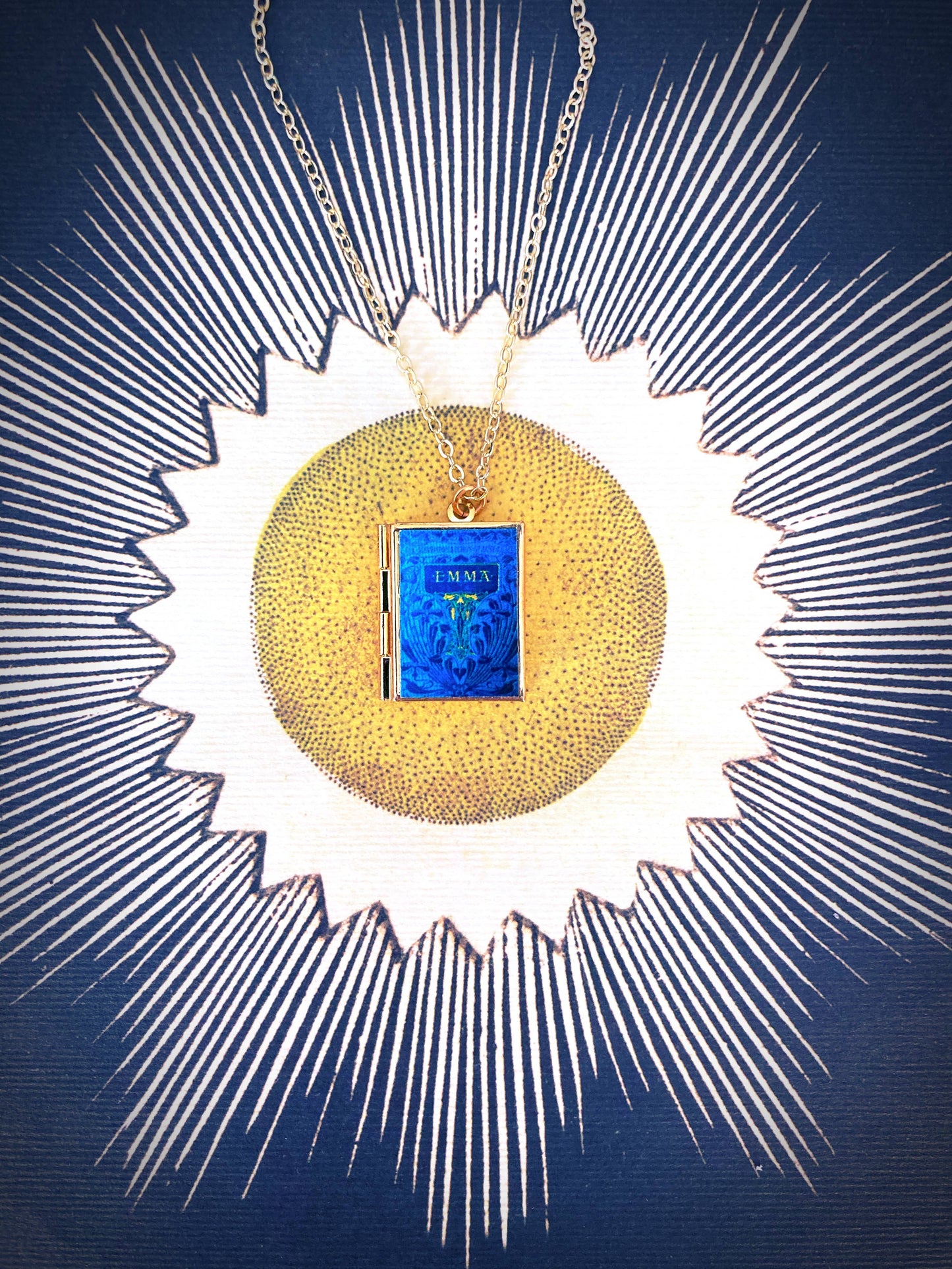 Book Locket Emma - Blue Vintage