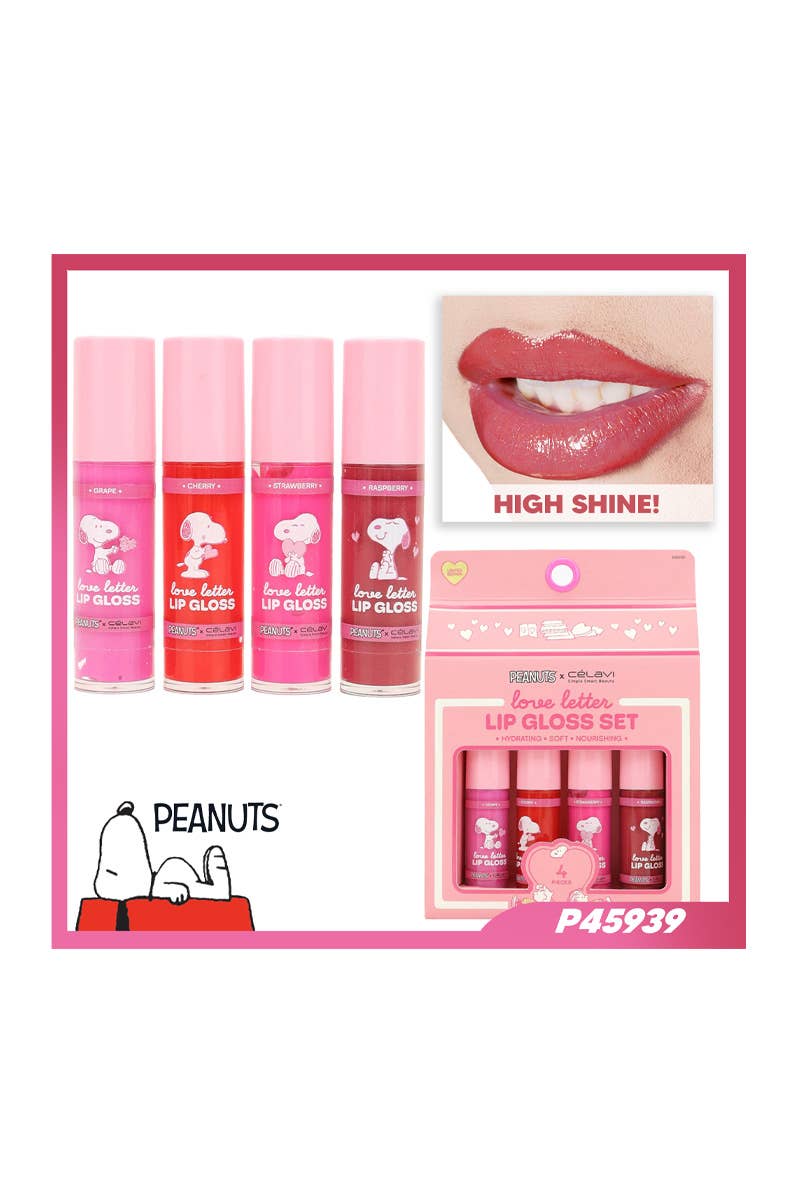 Peanuts Love Letters Lip Gloss 4pc