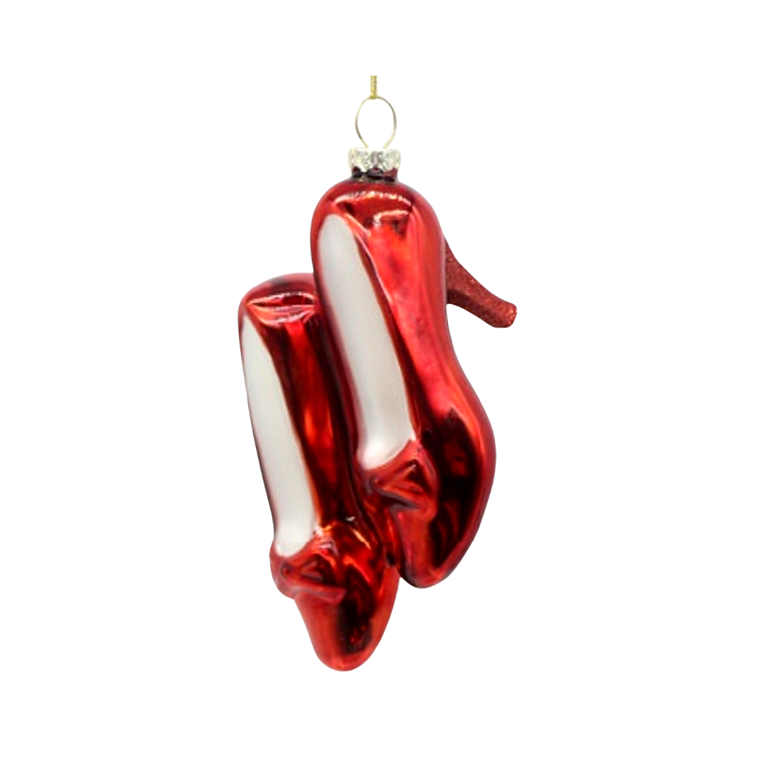 Blown glass pair or ruby red shoes