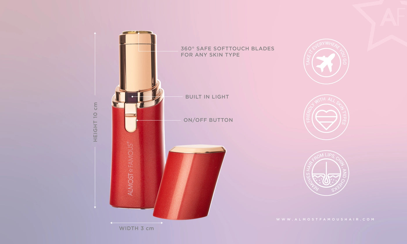 "Buzz It" Painless Facial Hair Removal Wand - Scarlet
