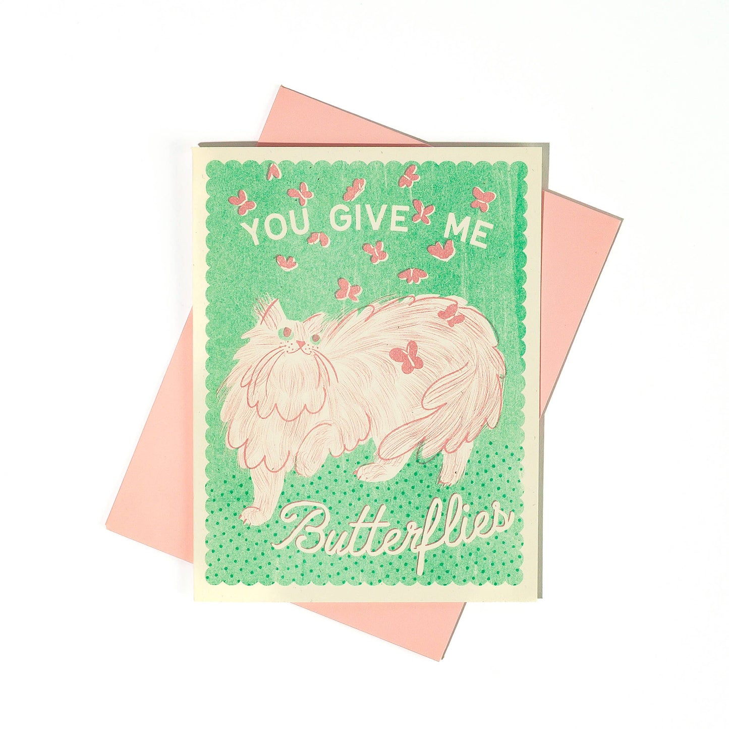 You Give Me Butterflies - Risograph Card