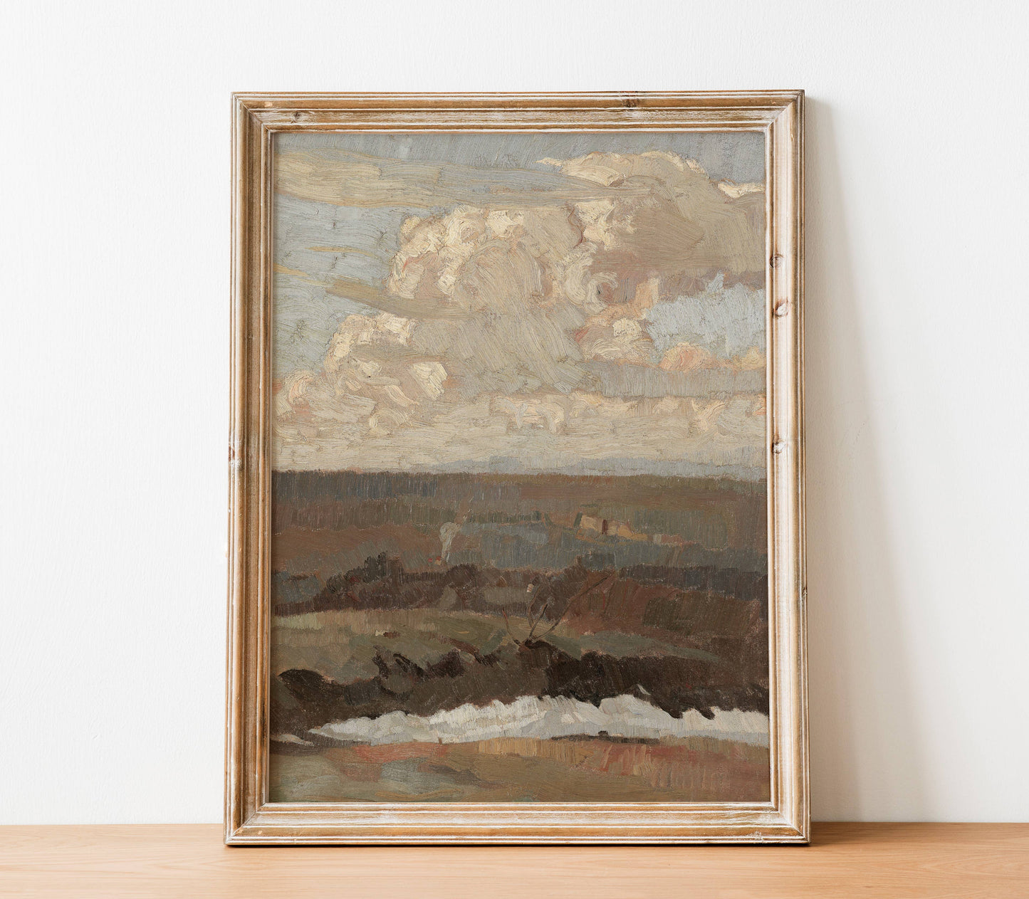 Vintage Landscape Painting | Moody Neutral Muted Art L202