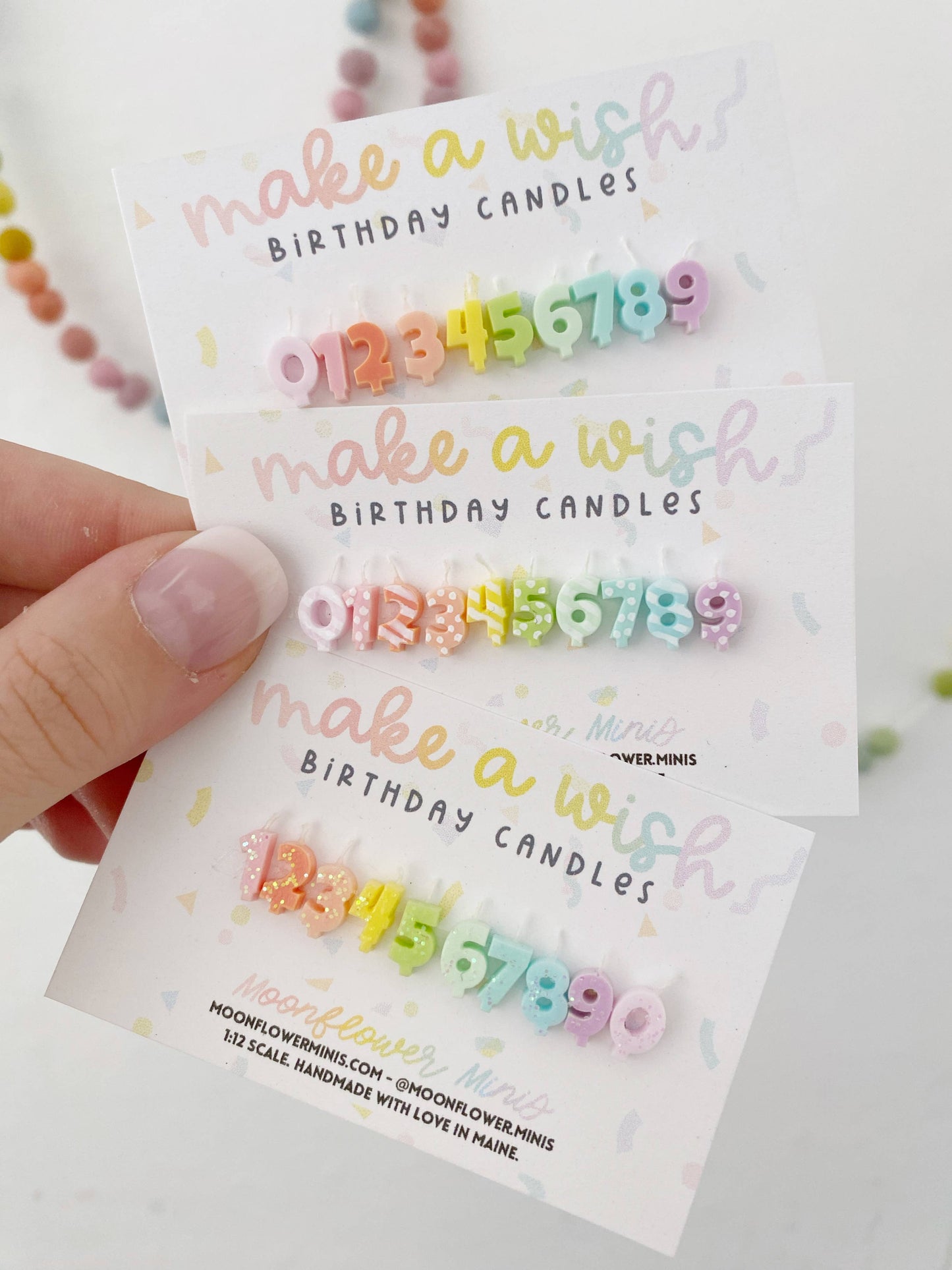 Miniature Number Birthday Candles 1:12 Scale Dollhouse Party