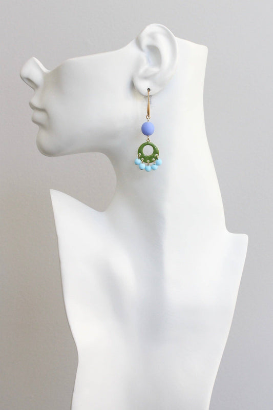 KYLE27 periwinkle and green enameled earrings