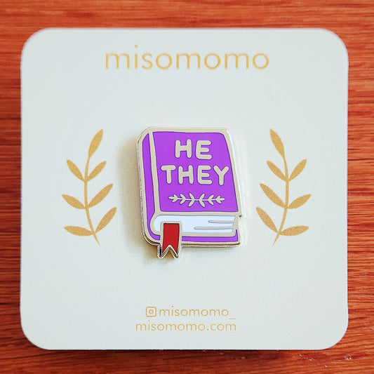 Pronoun Book Pin - he/they
