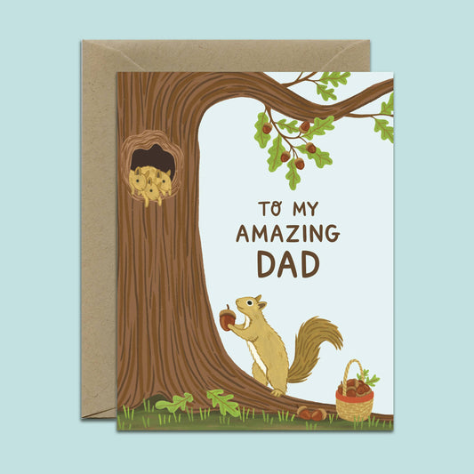 Squirrel Dad and Babies Forest Fathers Day Card