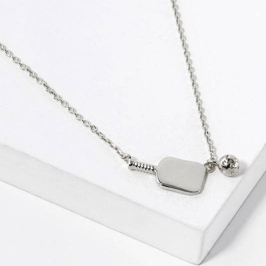 Pickleball and Paddle Pendant Necklace
