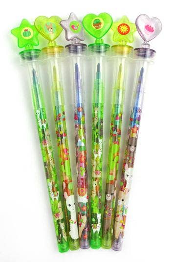 Llamas Rainbow Stackable Crayon with Stamper Topper