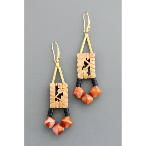 FERE97 Carved bone and glass earrings - Front & Company: Gift Store