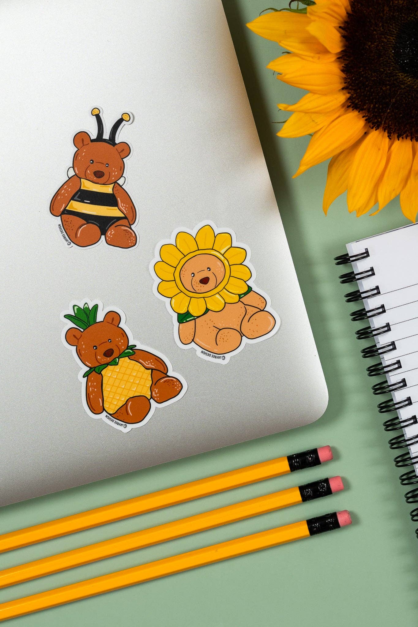 Sunflower Bear Vinyl Sticker