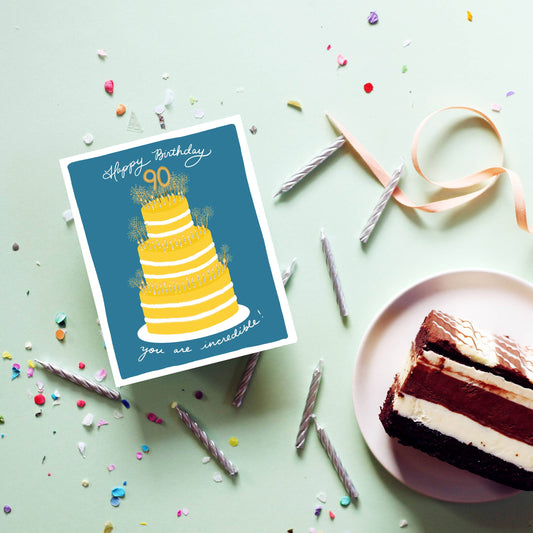 90 Cake | Happy 90th Birthday Card