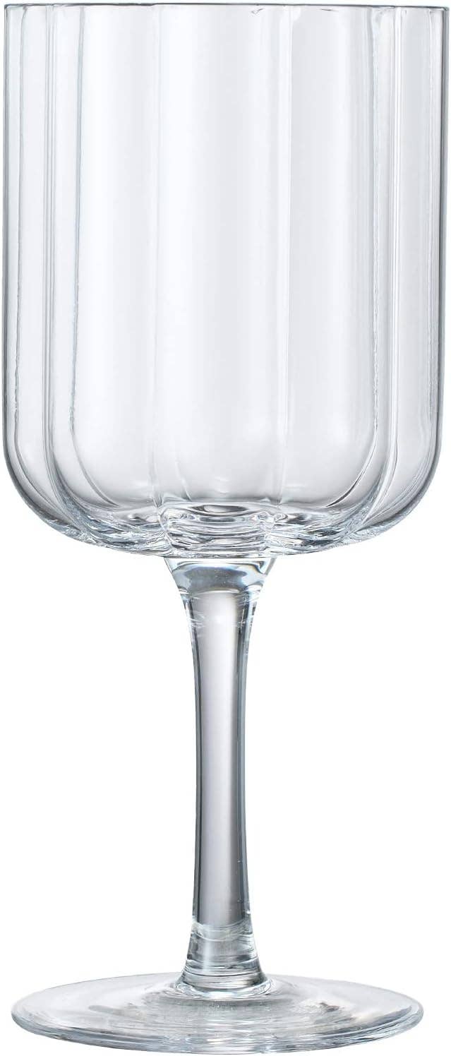 Flower Vintage Wine Glassware - Set of 2- 13 oz (Clear)