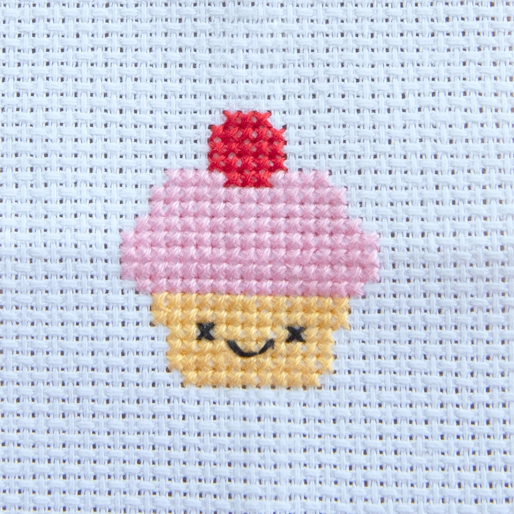 Kawaii Cup Cake Mini Cross Stitch Kit in A Matchbox