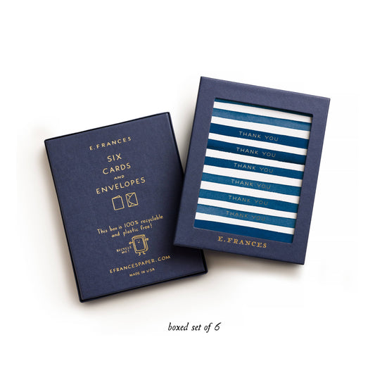 Navy Stripes Thank You Greeting Card