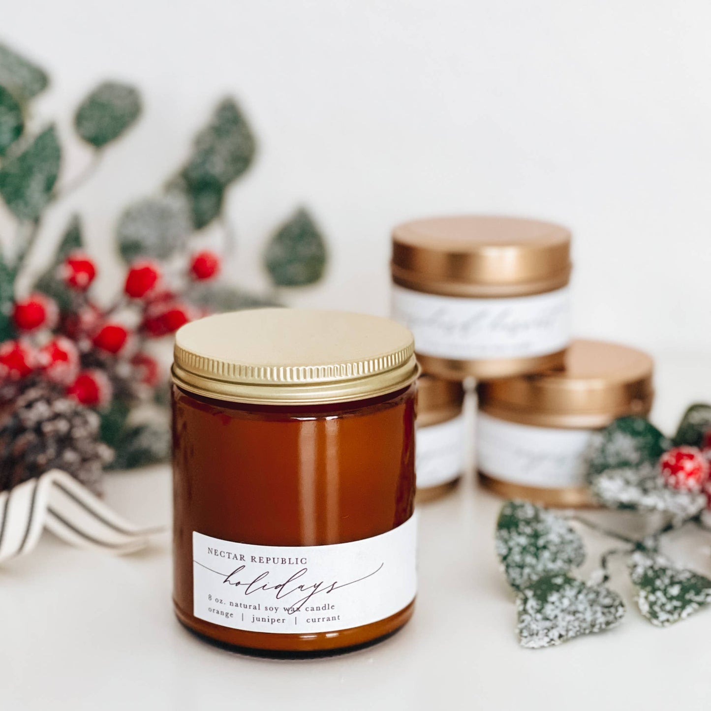 Holidays : Jar Soy Candle ( Christmas Winter Tree Wreath )
