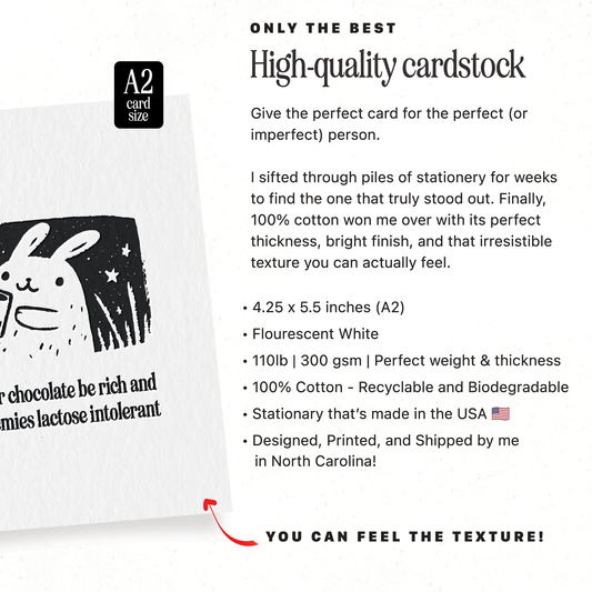 Snarky Chocolate Lover Bunny - A2 Everyday Greeting Card
