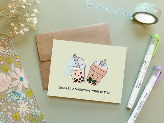 Cheers to Marrying Your Bestea | Wedding Card