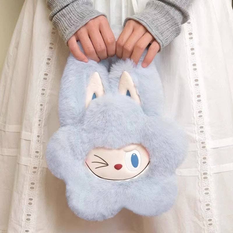 Labubu flower shape furry cute handbag
