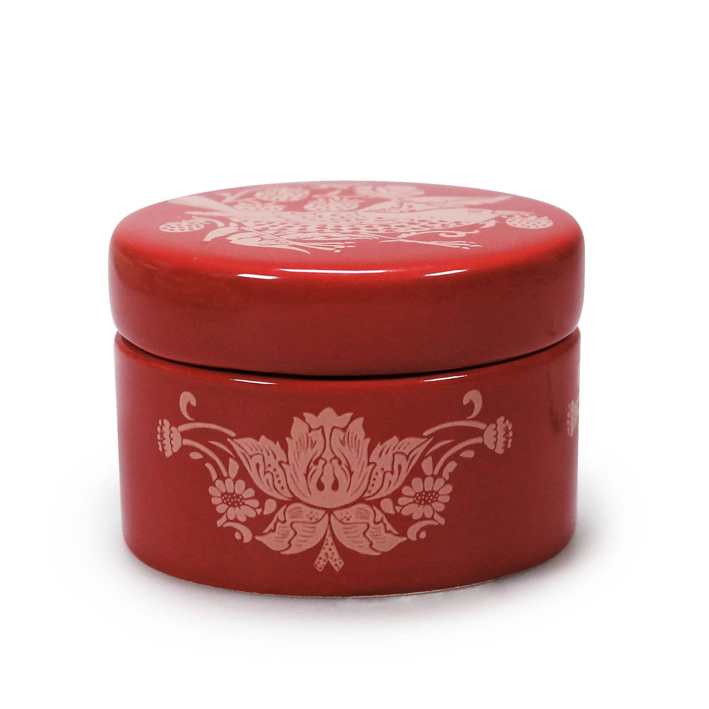 Ceramic Trinket Box William Morris StrawberryThief Raspberry