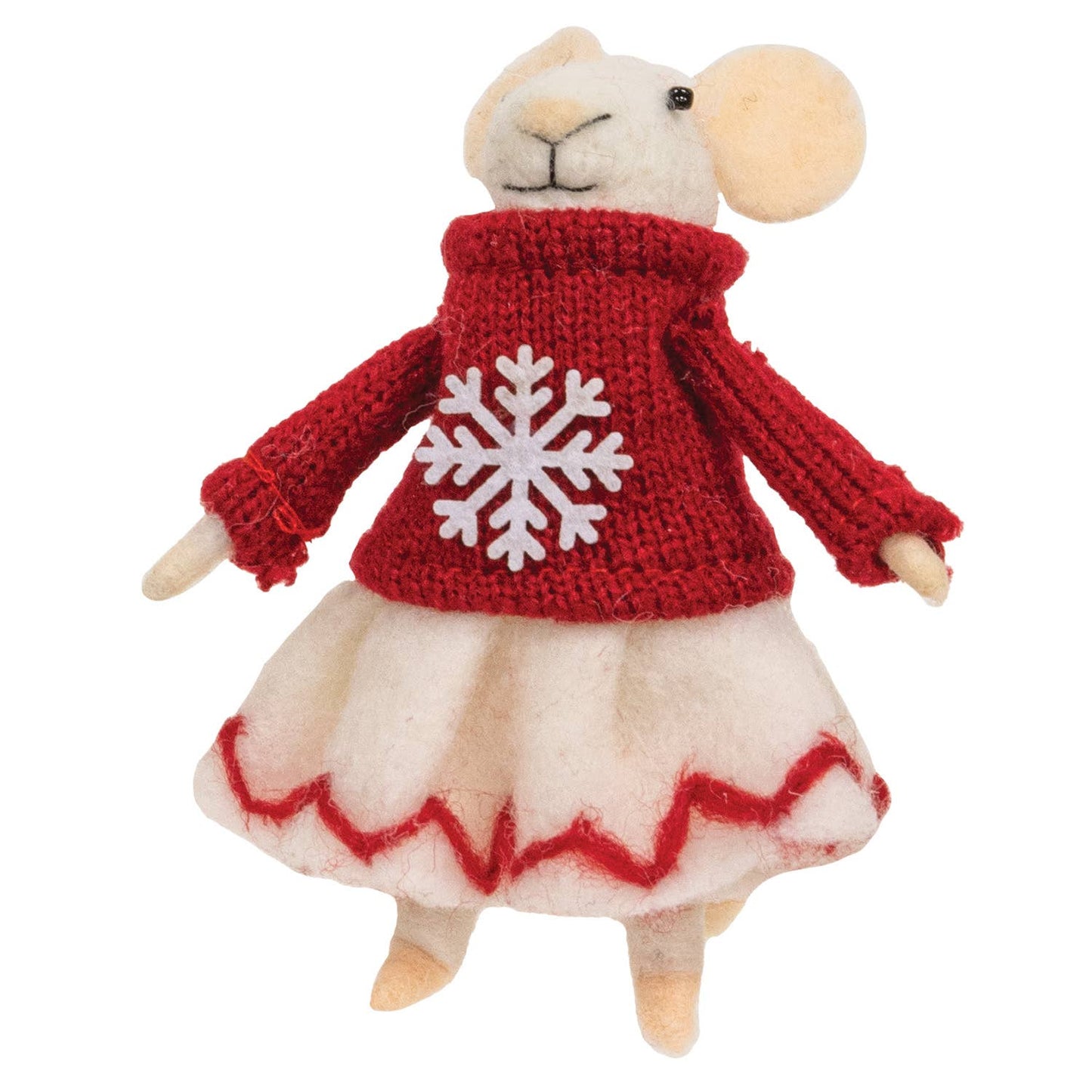 Snowflake Sweater Mouse Felted Ornament