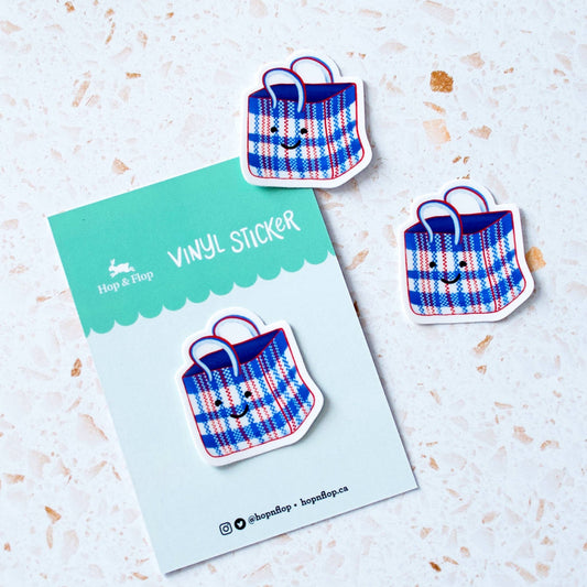 Asian Red, White, Blue Travel Bag Vinyl Sticker