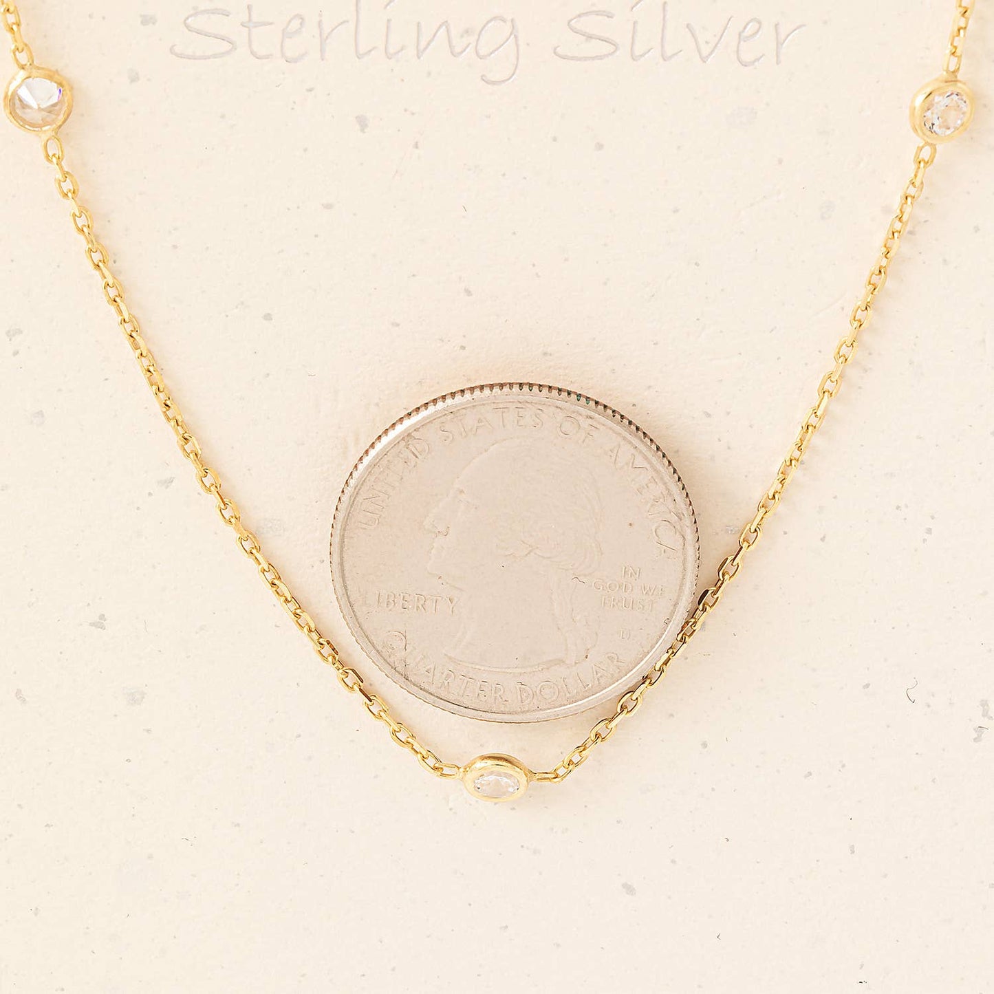 Sterling Silver Dainty Studded Station Necklace