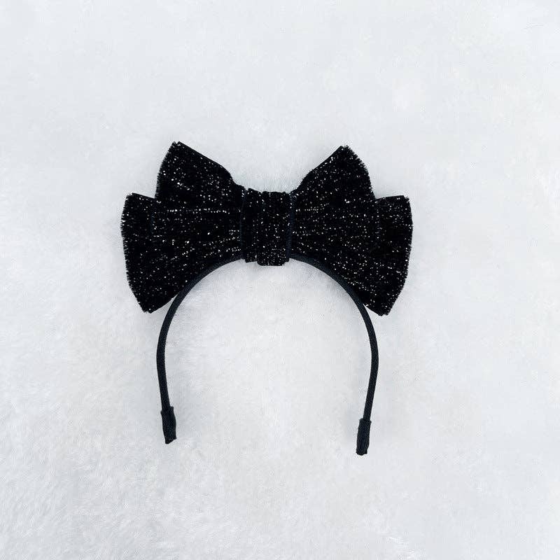 Mini Velvet glitter bow headband for labubu dolls