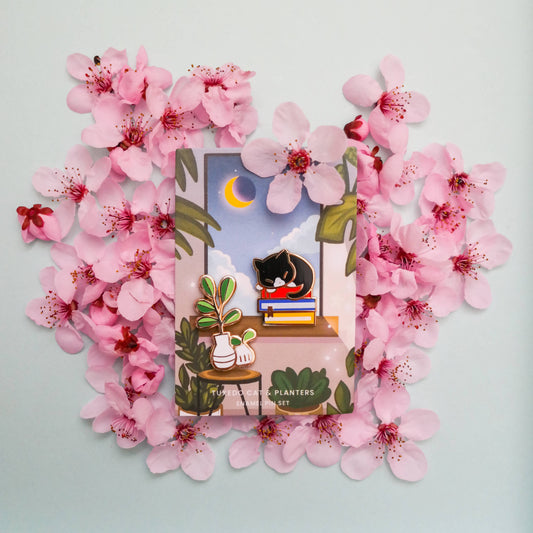 Enamel Pin - Tuxedo Cat and Planters Pin Set